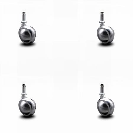 Service Caster 2 Inch Bright Chrome Ball Caster - 7/16 Inch Grip Ring Stem - SCC, 4PK SCC-GR01S20-DCS-BC-71678-4